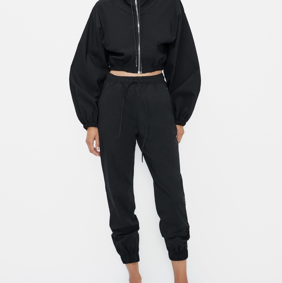 NWT ZARA | High-Waisted Jogger Pants Black - Picture 4 of 8